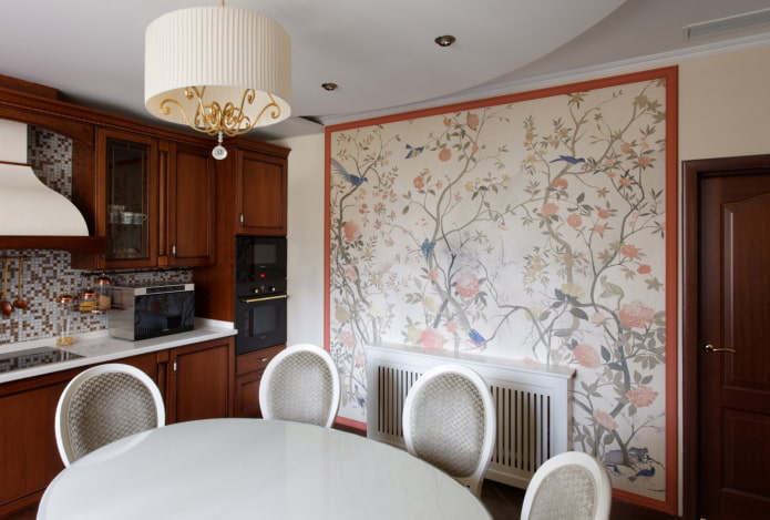 tapetové panely v interiéri kuchyne
