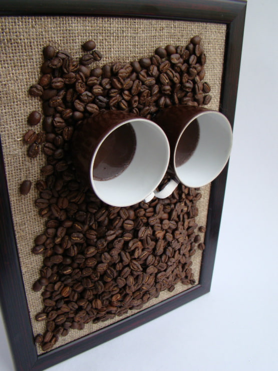 virtuvės skydelis iš kavos pupelių