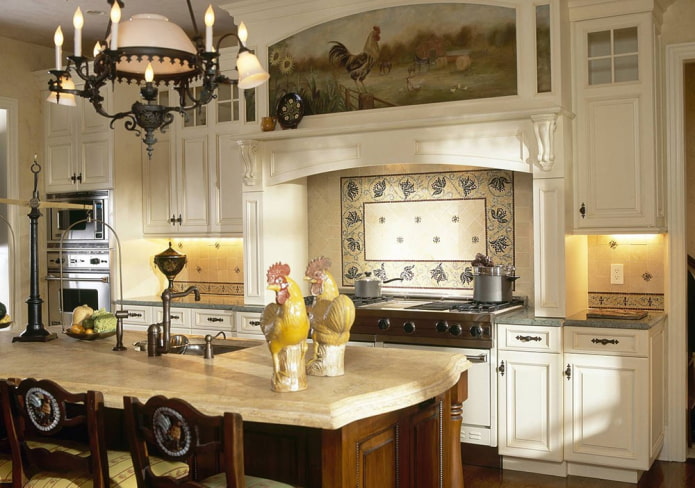 panouri în interiorul bucătăriei în stil rustic