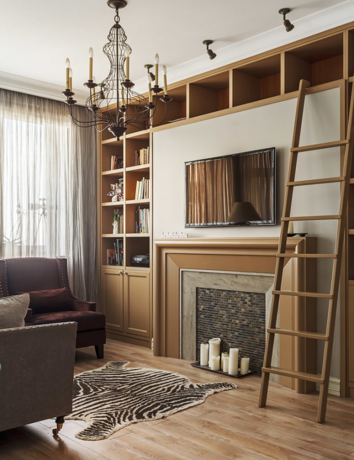 TV i llar de foc incorporats als mobles de l'interior