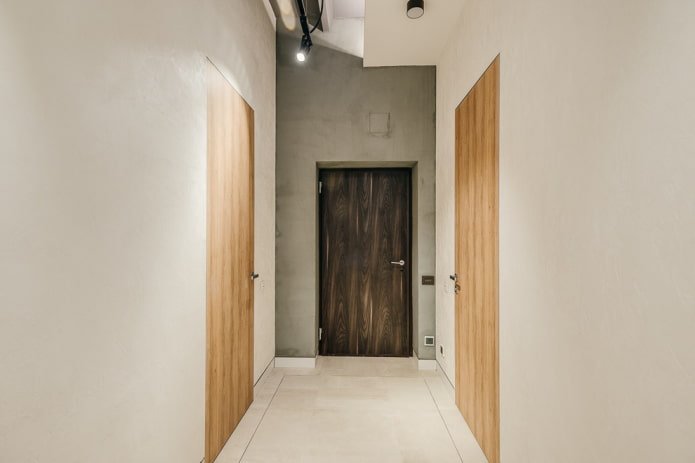dveře v interiéru chodby ve stylu minimalismu