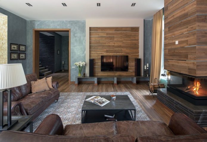 arka dzīvojamās istabas interjerā modernā stilā