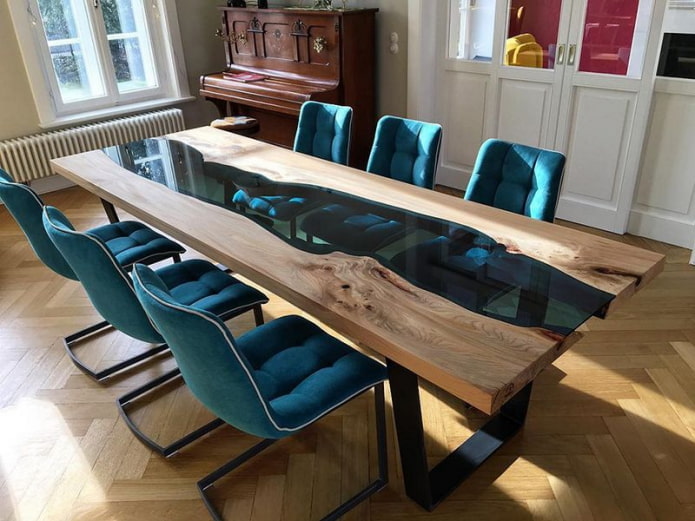 table-fiume in un interno in stile loft