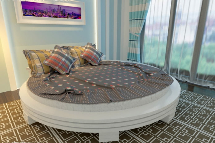 giường tròn bằng gỗ trong nội thất