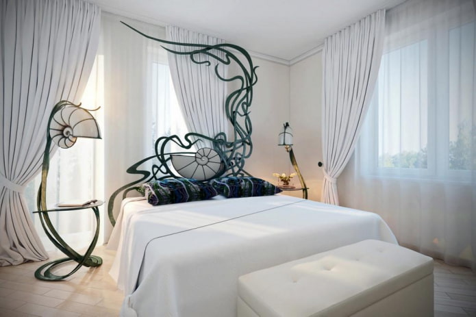 giường bằng sắt rèn trong phòng ngủ phong cách hiện đại