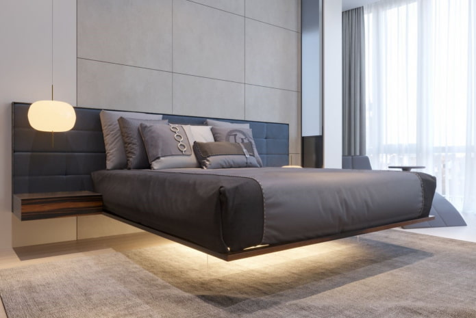 gestoffeerd bed in moderne stijl