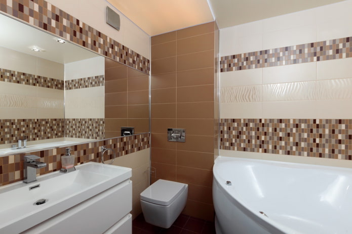 правоъгълна мозайка в интериора на банята