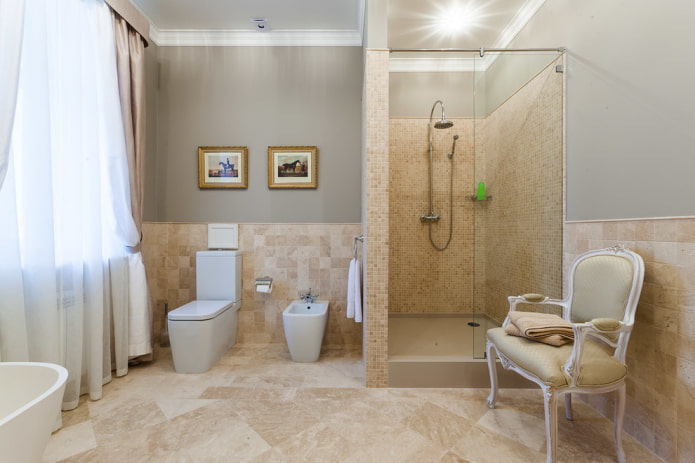 mozaika vonios kambario dušo kabinoje