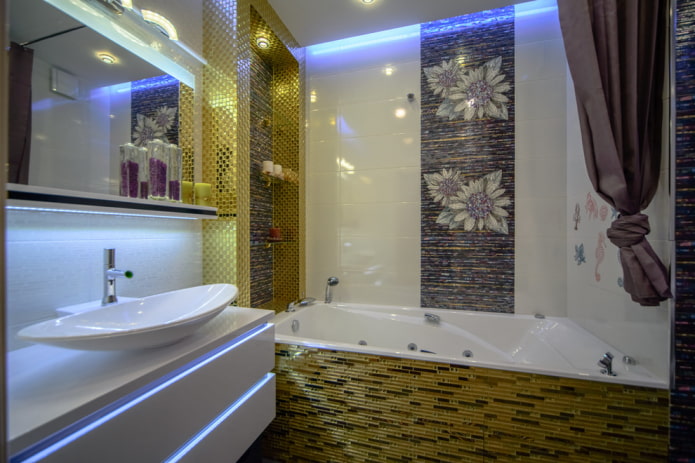 мозаечни панели в интериора на банята