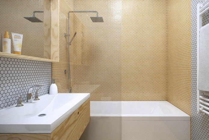 voštinová mozaika v interiéri kúpeľne