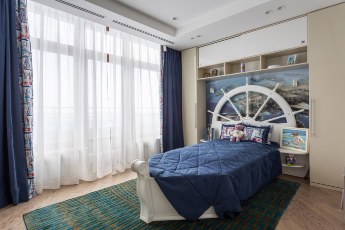 giường trong nhà trẻ theo phong cách biển