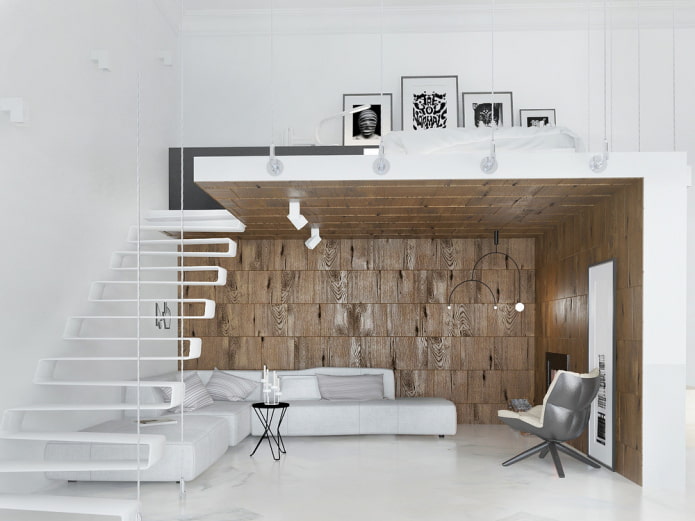 interior camera de zi în stilul minimalismului