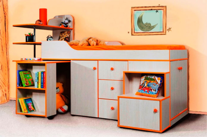 cuffie per bambini grigie con bordi arancioni