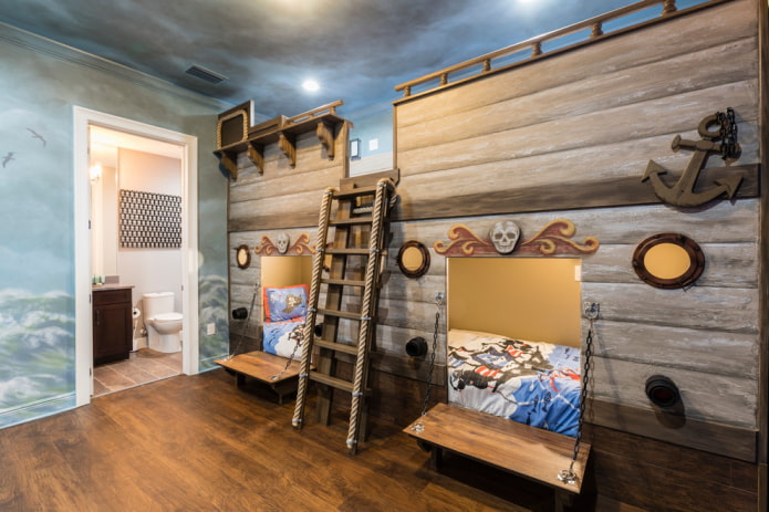 poschodová posteľ v detskej izbe
