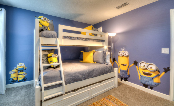 minions in paarse kinderkamer