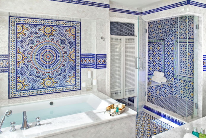 Jubin mosaik Maghribi di bilik mandi