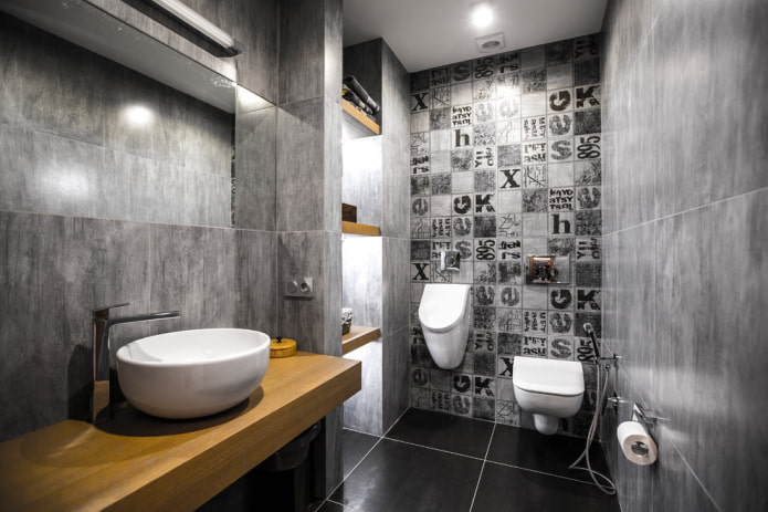 toilet design i grå nuancer