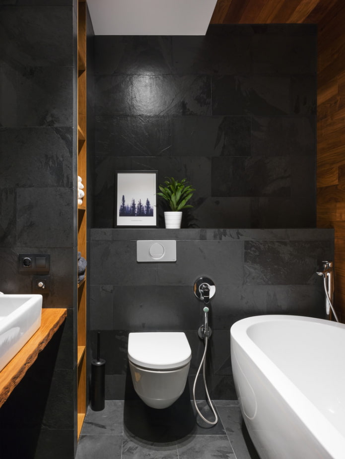 vannas istaba melnā krāsā