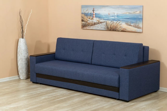 sofa euro-bog i blåt i interiøret