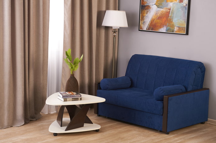 sofa harmonika blå i interiøret