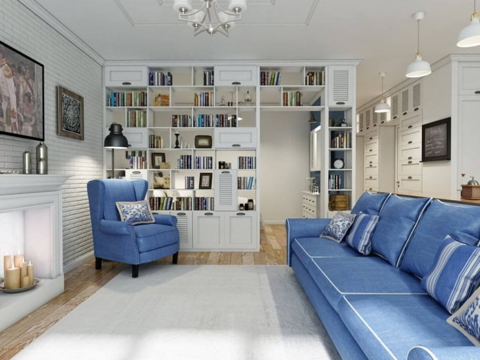 sininen sohva Provence-tyyliin