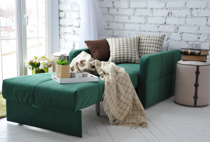 καναπές ακορντεόν πράσινο στο εσωτερικό