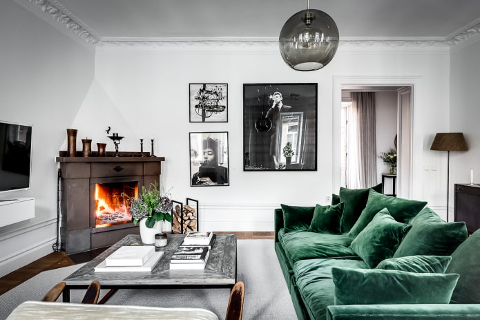 divano in stile scandinavo verde