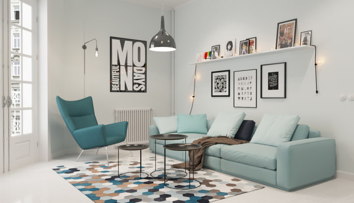 Sofa turquoise gaya Scandinavia