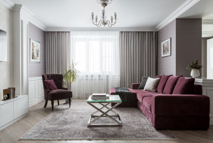 violetti sohva ottomaanilla