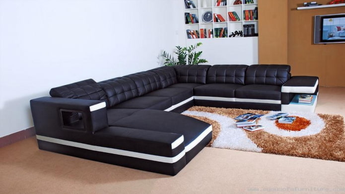 juoda ir balta sofa
