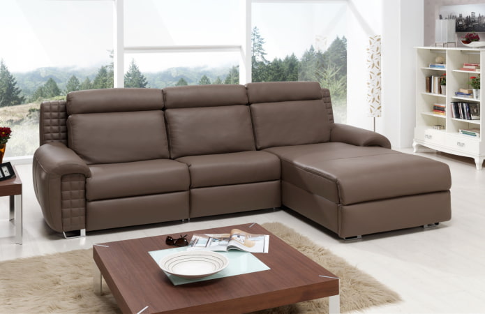 sofamodel med en brun skammel i interiøret