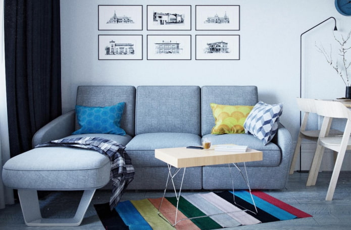 mẫu sofa với ghế dài có thể thu vào trong nội thất