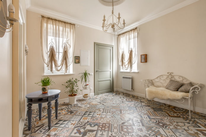 podlahové dlaždice v interiéri v štýle Provence