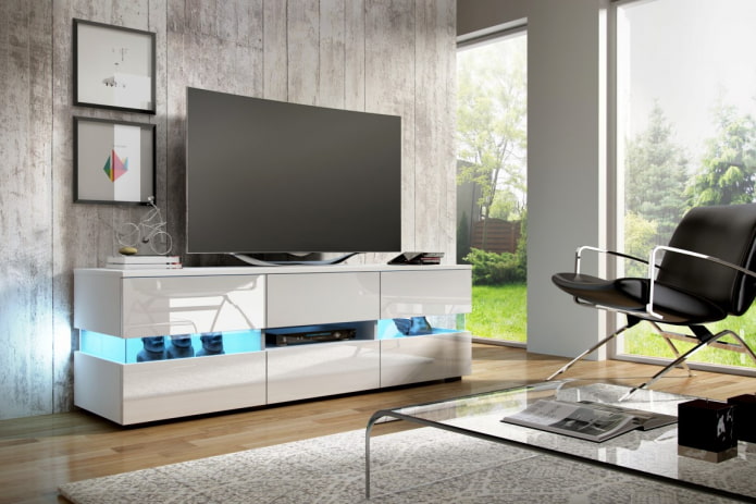 Meuble TV dans un intérieur high-tech