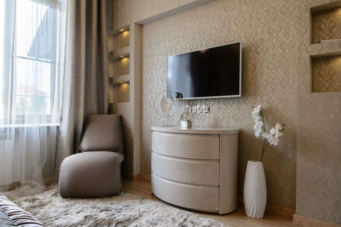 ovale tv-meubel in het interieur