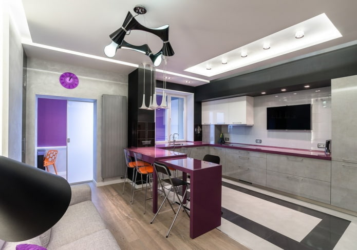 thiết kế nội thất phòng bếp-studio theo phong cách công nghệ cao