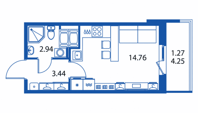 مخطط الشقة 22 متر مربع