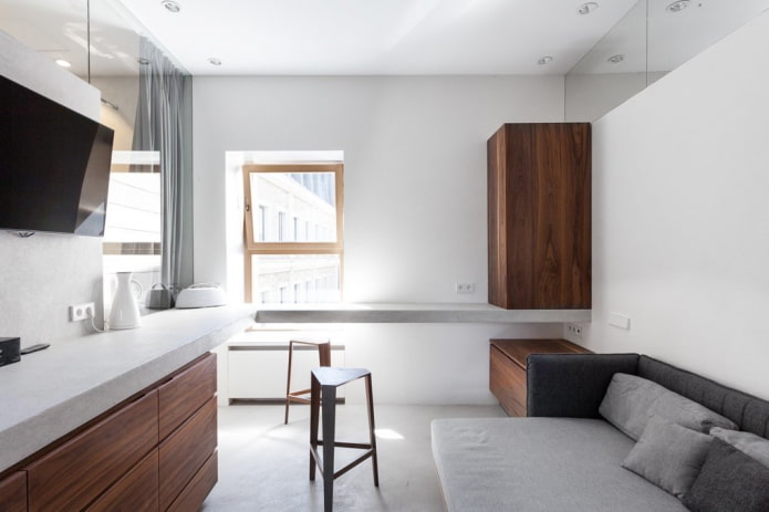 interiér štúdiového bytu v štýle minimalizmu