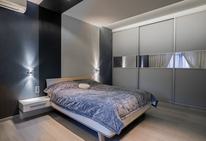 szafa we wnętrzu sypialni w nowoczesnym stylu