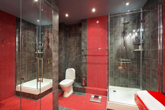 kylpyhuoneen sisustus punaisilla sävyillä