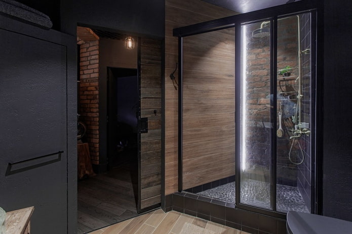 design della doccia in stile loft