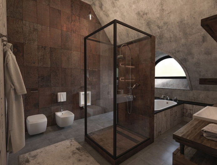 bēniņu stila vannas istabas dizains