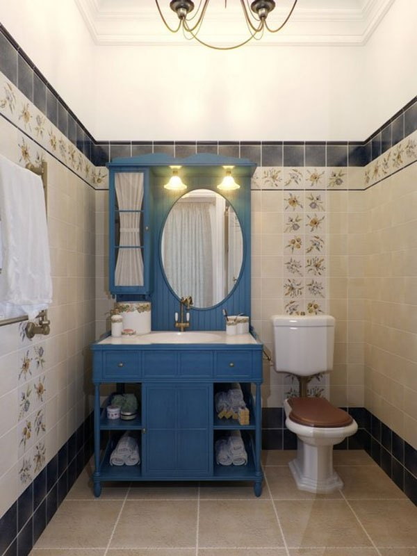 Hyggeligt badeværelse i Provence-stil
