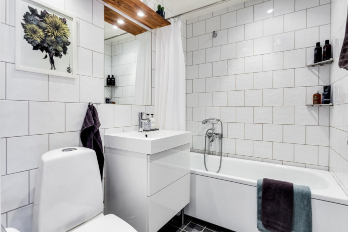 design interiéru koupelny v bílých barvách