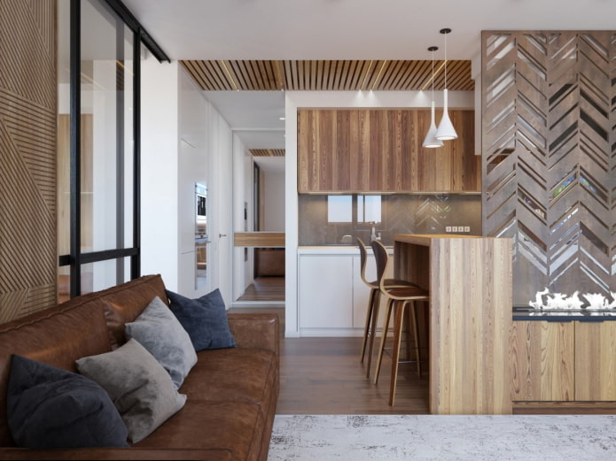 design obývacího pokoje v interiéru bytu o 40 čtvercích