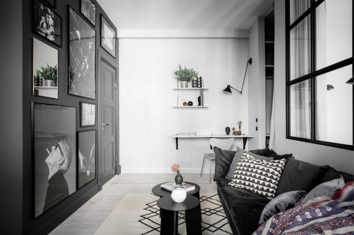 design obývacího pokoje v interiéru bytu o 40 čtvercích