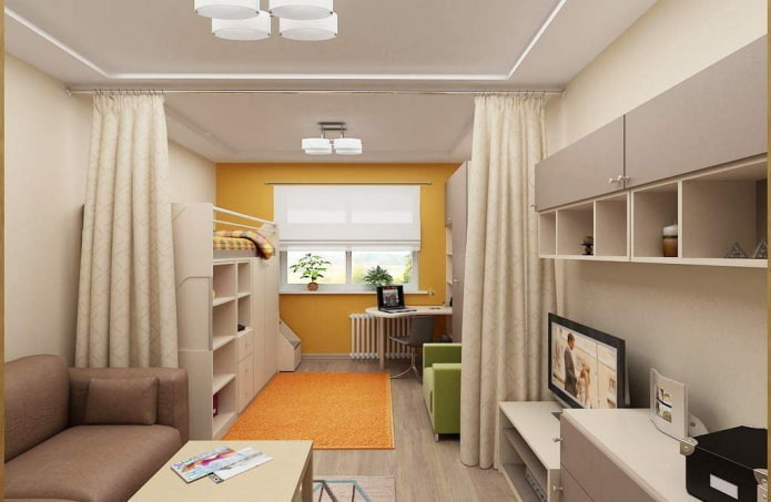 návrh školky v interiéru bytu o 40 čtvercích