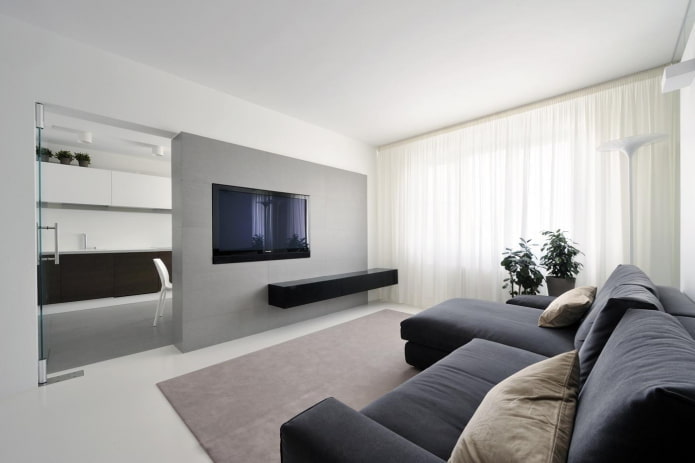 dzīvokļa interjers ir 50 kvadrāti minimālisma stilā