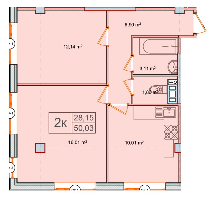 تخطيط الشقة 50 مربعا