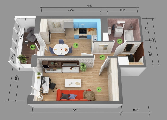 dzīvokļa plānojums 36 kvadrāti